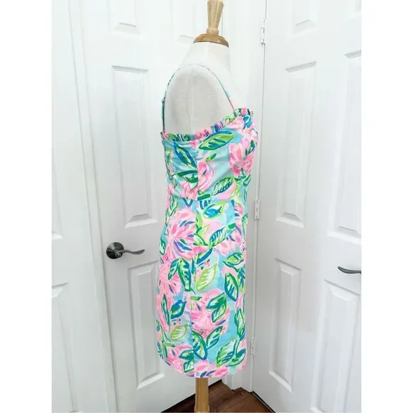 Lilly Pulitzer Womens Blue Pink Totally Blossom Brenda Stretch Mini Dress Size 8 - Picture 2 of 7